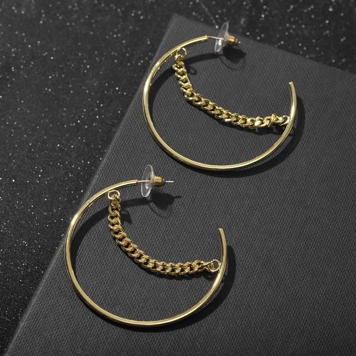 Серьги-кольца &laquo;Цепи&raquo; звенья, цвет золото