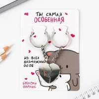 Брелок для ключей парный, &laquo;Ты самая особнная&raquo;, металл, 8 х 3 см