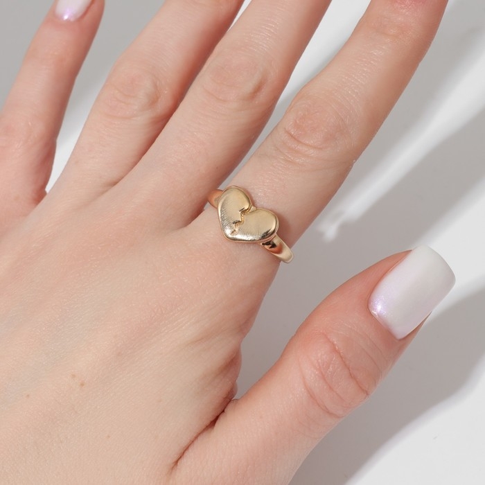 Кольцо «Настроение» разбитое сердце, цвет золото, безразмерное Кольцо «Настроение» разбитое сердце, цвет золото, безразмерное