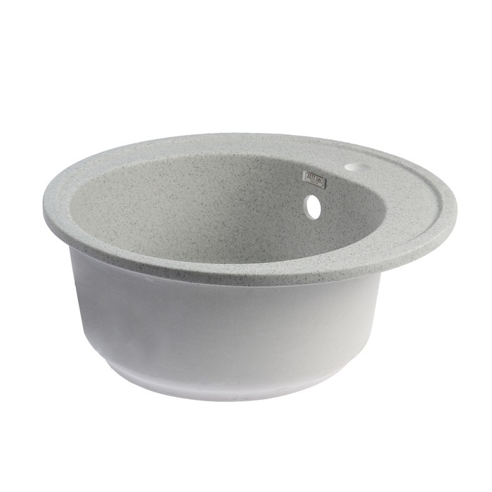 Мойка кухонная из камня ZETT lab. 3/Q10, d=510 мм, глубина 19 см, матовая, светло-серая