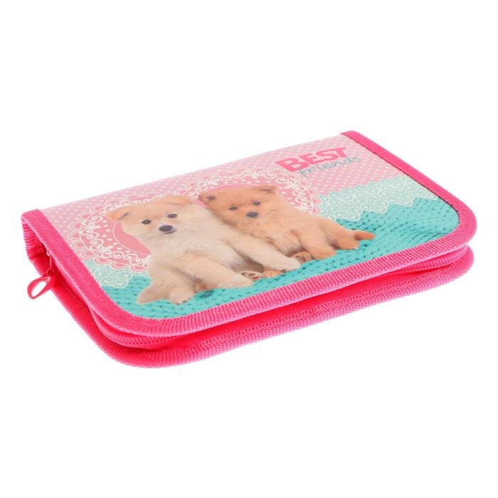 Пенал 1 секция 130 х 190 х 30 мм, с откидной планкой, ПКК 07- 5, Пенал 1 секция 130 х 190 х 30 мм, с откидной планкой, ПКК 07- 5, "Щенята", ламинированный картон 59638