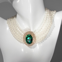 Чокер-колье «Роскошь» жемчужое, зелёный в золоте, 30,5 см Чокер-колье «Роскошь» жемчужое, зелёный в золоте, 30,5 см