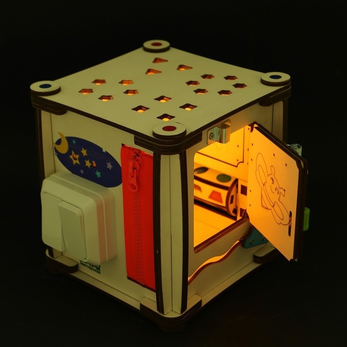 Бизикуб &laquo;Мир вокруг&raquo; со светом, фанера 3-4 мм