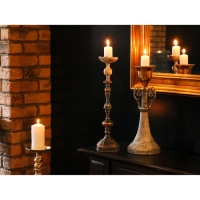 Подсвечник металл на 1 свечу "Моника" состаренный сине-серебристый 11х11х46,5 см