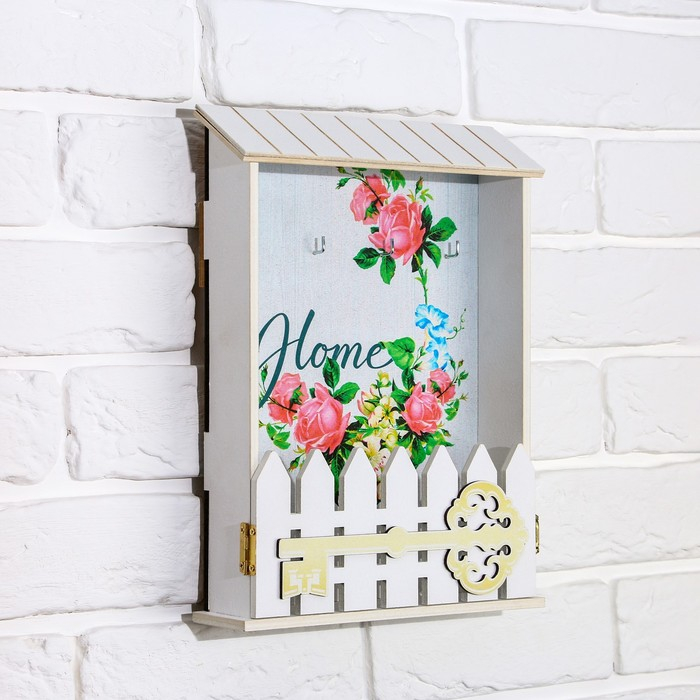 Ключница настенная &laquo;Home&raquo;, цветы, 22,5 х 30,5 х 5,7 см.
