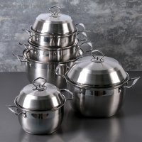 Набор кастрюль из нержавеющей стали &laquo;Тиссен&raquo;, 5 предметов: 1,8 л, 2,5 л, 3,5 л, 4,5 л, 6 л, d=18/20/22/24/26 см, металлические крышки