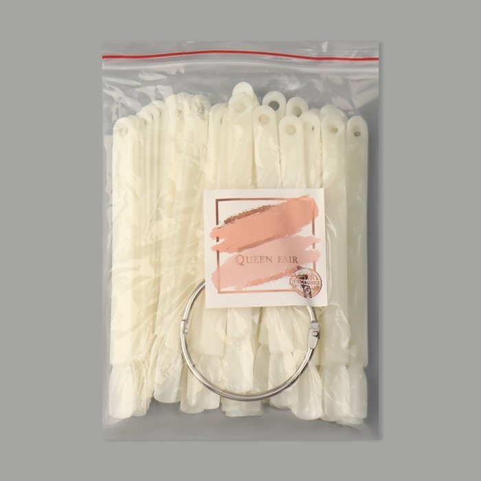 Палитра для лаков на кольце, 50 ногтей, форма мягкий квадрат, цвет слоновая кость