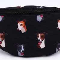 Сумка поясная Собаки, 32х8х15 см, отд на молнии, цвет чёрный
