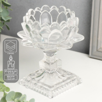 Подсвечник стекло на 1 свечу "Лотос" прозрачный 12,5х12,3х12,3 см Подсвечник стекло на 1 свечу "Лотос" прозрачный 12,5х12,3х12,3 см