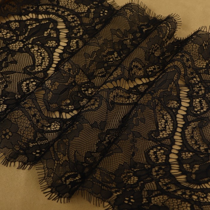 Кружево реснички, 270 мм &times; 3 &plusmn; 0,5 м, цвет чёрный