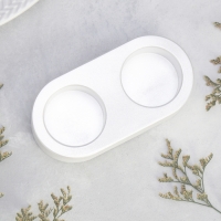 Подсвечник "Мрамор" из гипса для двух свечей овальный, 12х6х3см,белый перламутр