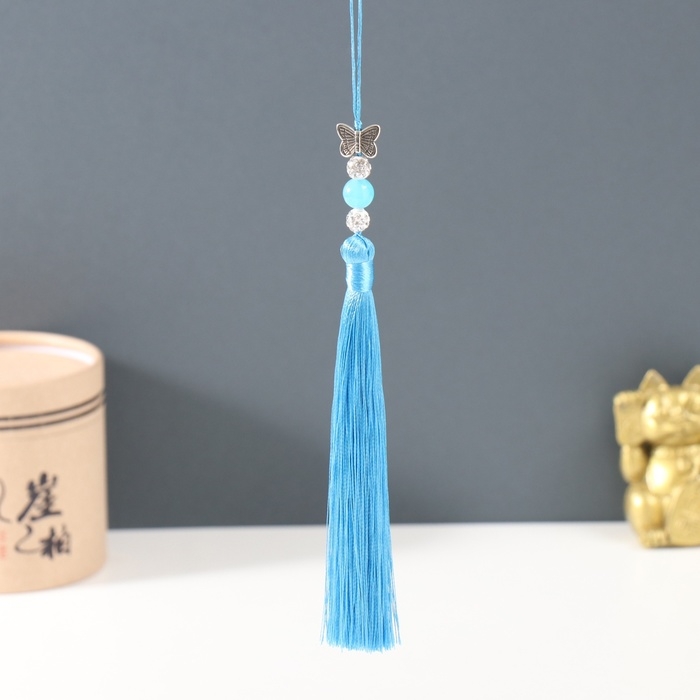 Подвеска текстиль, металл Подвеска текстиль, металл "Бабочка" синяя 1х1,2х16,5 см