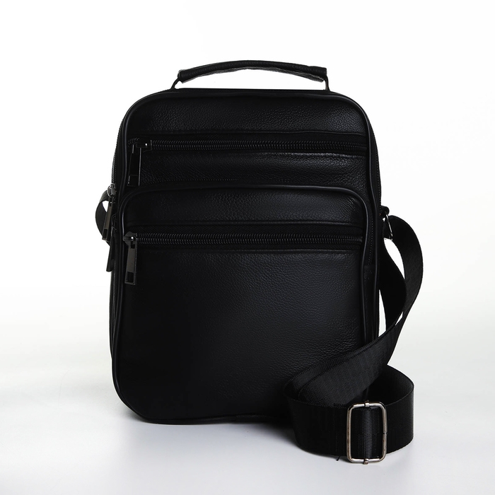 Сумка мужская на молниях, длинный ремень, цвет чёрный Сумка мужская на молниях, длинный ремень, цвет чёрный