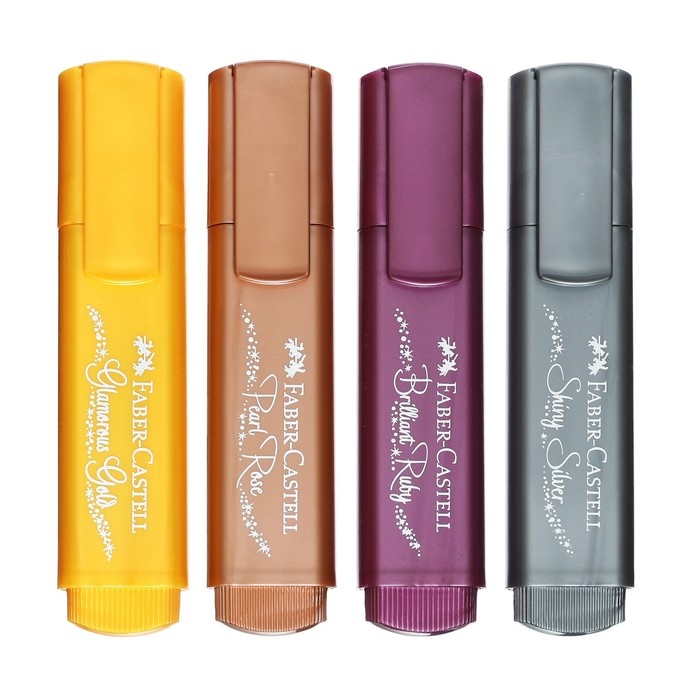 Набор маркеров текстовыделителей Faber-Castell TL 46 Metallic 4 цвета, 5.0 мм, мерцающий металлик, 154640 Набор маркеров текстовыделителей Faber-Castell TL 46 Metallic 4 цвета, 5.0 мм, мерцающий металлик, 154640