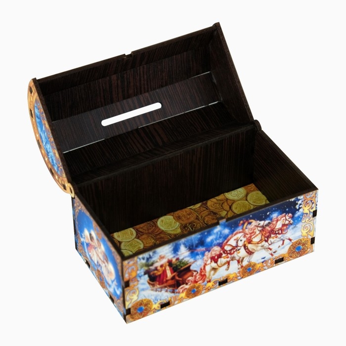 Сувенир сундук - копилка с новогодними игрушками (3 шт.) "Ежик", 13 х 7,5 х 8,5 см