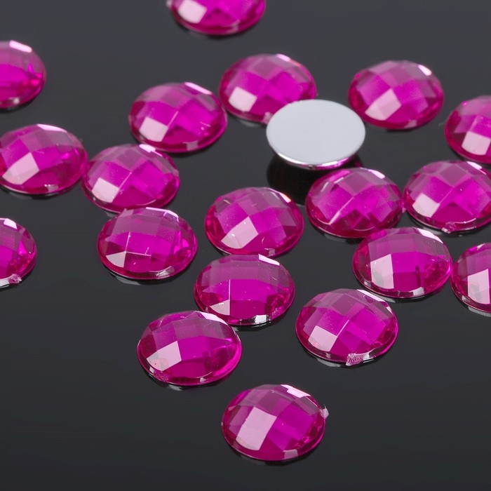 Стразы плоские клеевые (набор 20 шт.), 10 мм, цвет малиновый Стразы плоские клеевые (набор 20 шт.), 10 мм, цвет малиновый