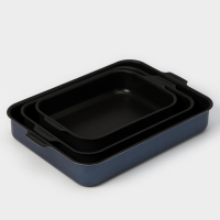 Набор противней &laquo;Лазоньера&raquo;, 3 предмета: 19&times;25 см, 23&times;30 см, 27&times;35 см, h=7 см, антипригарное покрытие, цвет синий