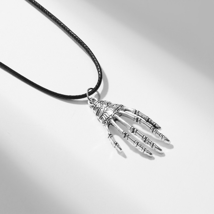Кулон унисекс &laquo;Рука&raquo;, цвет чернёное серебро на чёрном шнурке, 40 см