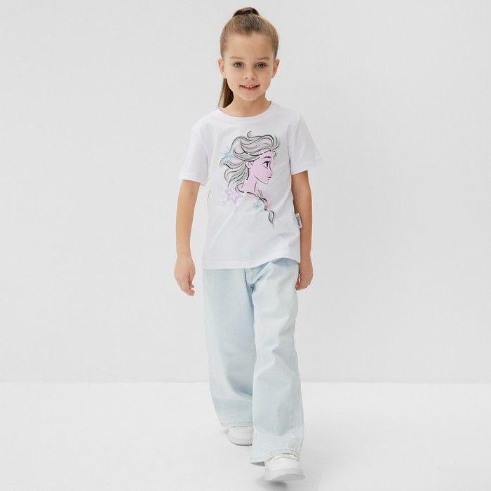 Футболка детская &laquo;Эльза&raquo;, Холодное сердце, рост 98-104, белый