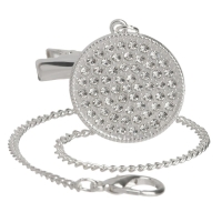 Соска - пустышка силиконовая ортодонтическая &laquo;LITTLE PRINCESS&raquo;, от 6 мес., с колпачком + держатель - цепочка, цвет розовый/серебло, стразы