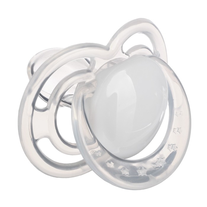 Соска - пустышка силиконовая ортодонтическая, от 12 мес., с колпачком, цвет белый