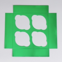 Коробка складная на 4 капкейков с окном &laquo;Веточки&raquo;, 16 х 16 х 10 см, Новый год