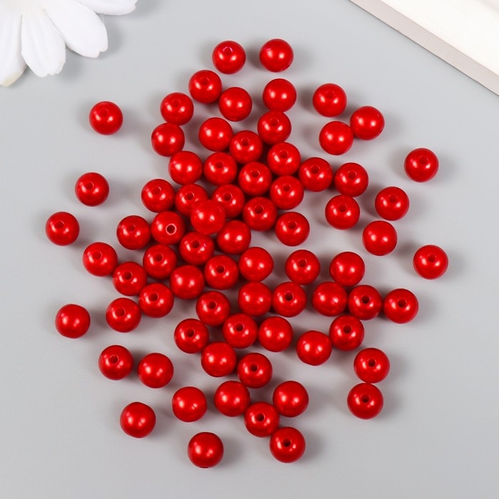 Набор бусин Набор бусин "Рукоделие" пластик, диаметр 8 мм, 25 гр, алый