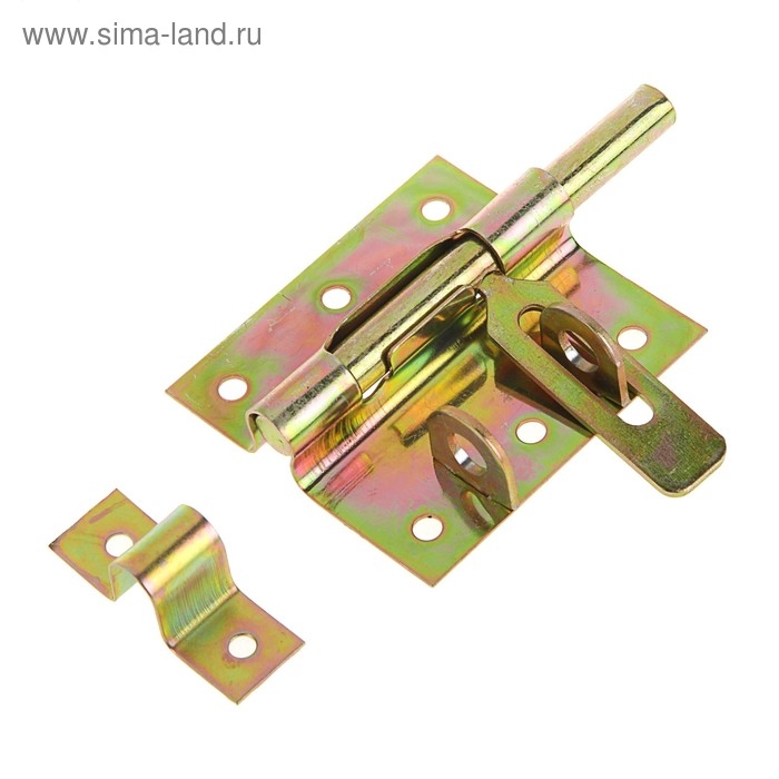 Задвижка дверная, 70 мм по основанию, под навесной замок, оцинкованная