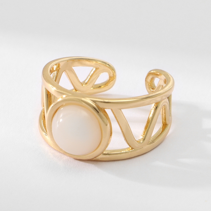 Кольцо &laquo;Богема&raquo; геометрия, цвет белый в золоте, безразмерное