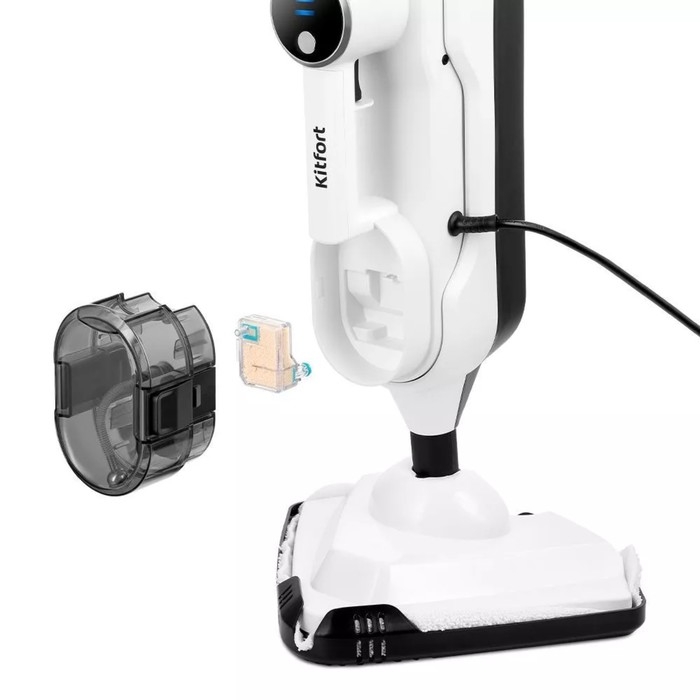 Паровая швабра КТ-1072, 1300 Вт, 300 мл, шнур 4.9 м, бело-чёрная