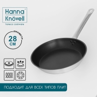 Сковорода из нержавеющей стали Hanna Kn&ouml;vell, d=28 см, h=5,5, толщина стенки 0,6 мм, длина ручки 25 см, антипригарное покрытие, индукция
