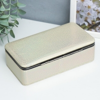 Шкатулка кожзам для украшений "Маленькие пятнышки. Золото голография" 6х9,8х18,5 см Шкатулка кожзам для украшений "Маленькие пятнышки. Золото голография" 6х9,8х18,5 см