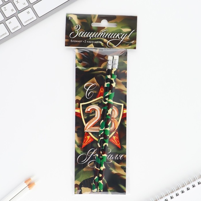 Подарочный набор 2 карандаша и блокнот &laquo;Защитнику&raquo;