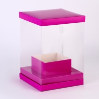 Коробка для цветов с вазой и PVC окнами складная, 16 х 23 х 16 см, однотонный, лаванда Коробка для цветов с вазой и PVC окнами складная, 16 х 23 х 16 см, однотонный, лаванда