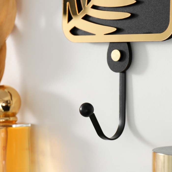 Крючок декоративный дерево Крючок декоративный дерево "Пальмовый лист" чёрный, зеркальный 4,3х11,5х19,5 см