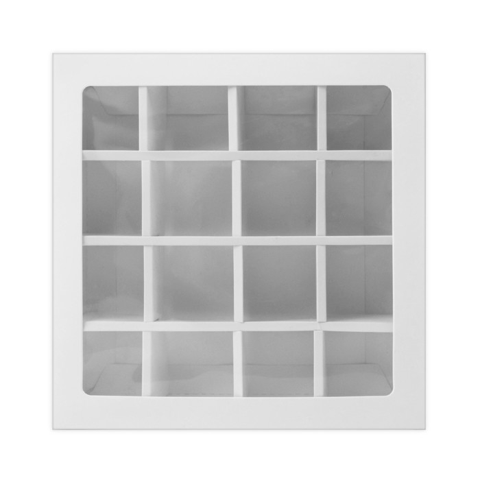 Коробка для 16 конфет, белая 17,7 х 17,7 х 3,8 см. Кондитерская упаковка Коробка для 16 конфет, белая 17,7 х 17,7 х 3,8 см. Кондитерская упаковка