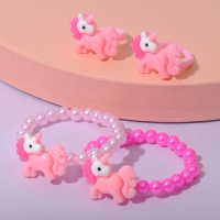 Набор детский &laquo;Выбражулька&raquo; 2 предмета: браслет, кольцо, единорог, цвет розовый