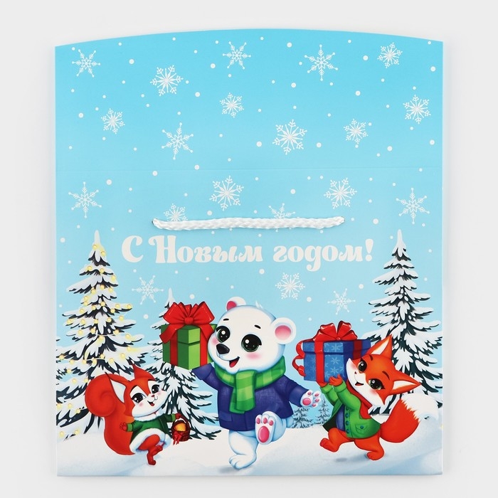 Пакет - коробка &laquo;С Новым годом&raquo;, животные, 23 х 18 х 11 см