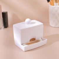 Органайзер для ватных палочек, с крышкой, 9 &times; 6,5 &times; 7,5 см, цвет белый