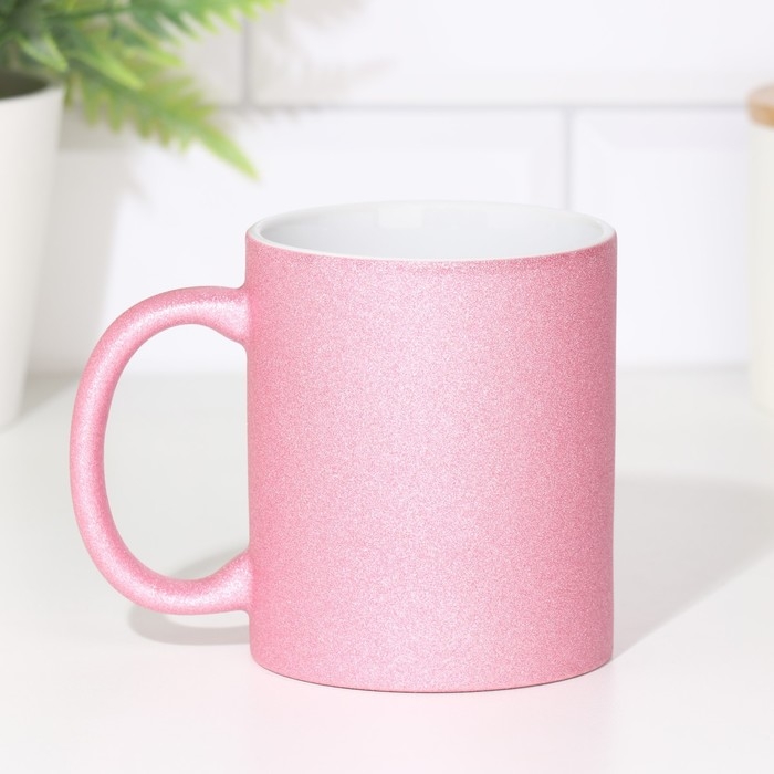 Кружка под сублимацию, керамическая с логотипом, цвет розовый глиттер, 320мл