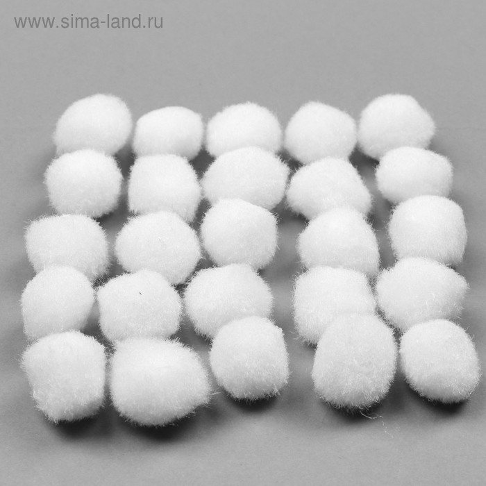 Текстильные детали для декора &laquo;Бомбошки&raquo;, набор 25 шт., размер 1 шт. &mdash; 2 см, цвет белый