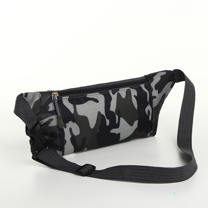 Сумка поясная на молнии, наружный карман, разъём для USB, цвет серый