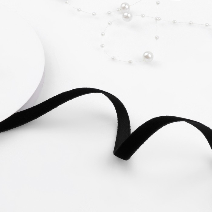 Лента бархатная, 10 мм, 18 &plusmn; 1 м, цвет чёрный №03