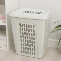 Корзина бельевая с крышкой &laquo;Молетта&raquo;, 60 л, 47,9&times;36,9&times;55 см, цвет светло-серый