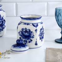 Банка для сып.продуктов "КАСКАД", 16,5см, V-0,95л, авт.Шибаев С.,гжель