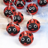 Гирлянда &laquo;Нить&raquo; 2 м с насадками &laquo;Божья коровка&raquo;, IP20, прозрачная нить, 10 LED, свечение тёплое белое, AAх2