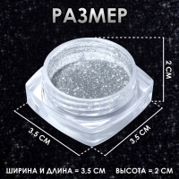 Блёстки для декора ногтей, светоотражающие, мелкие, цвет серебристый Блёстки для декора ногтей, светоотражающие, мелкие, цвет серебристый
