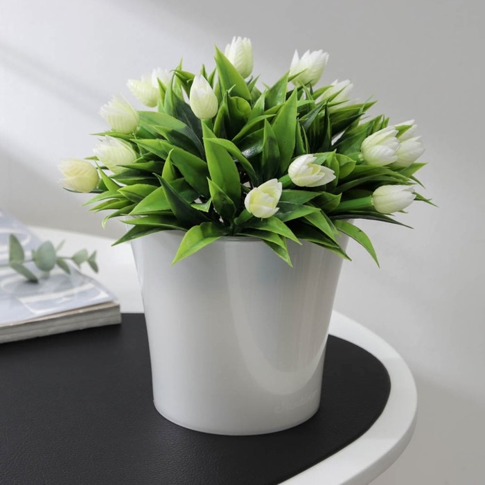 Кашпо для цветов со вставкой &laquo;Арте&raquo;, 1,2 л, цвет жемчуг-прозрачный