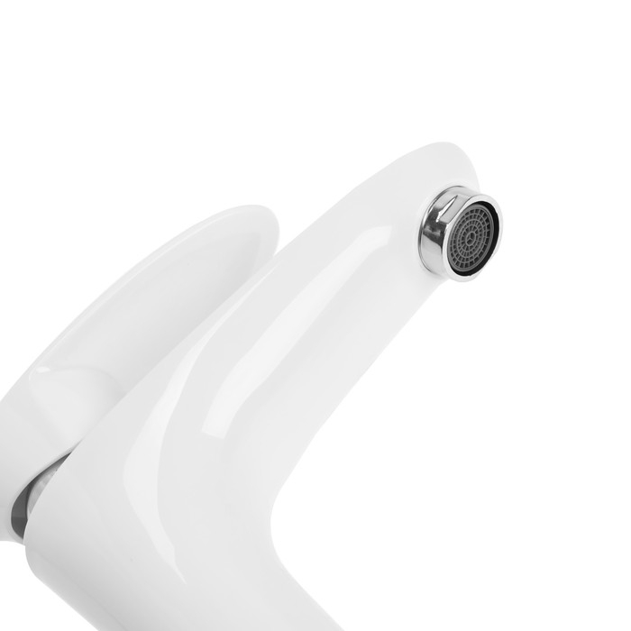 Смеситель для раковины ZEIN Z3659, однорычажный, высота излива 12 см, ABS-пластик, белый