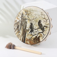 Шаманский бубен "Старик и вороны" с колотушкой 5х25х25 см Шаманский бубен "Старик и вороны" с колотушкой 5х25х25 см